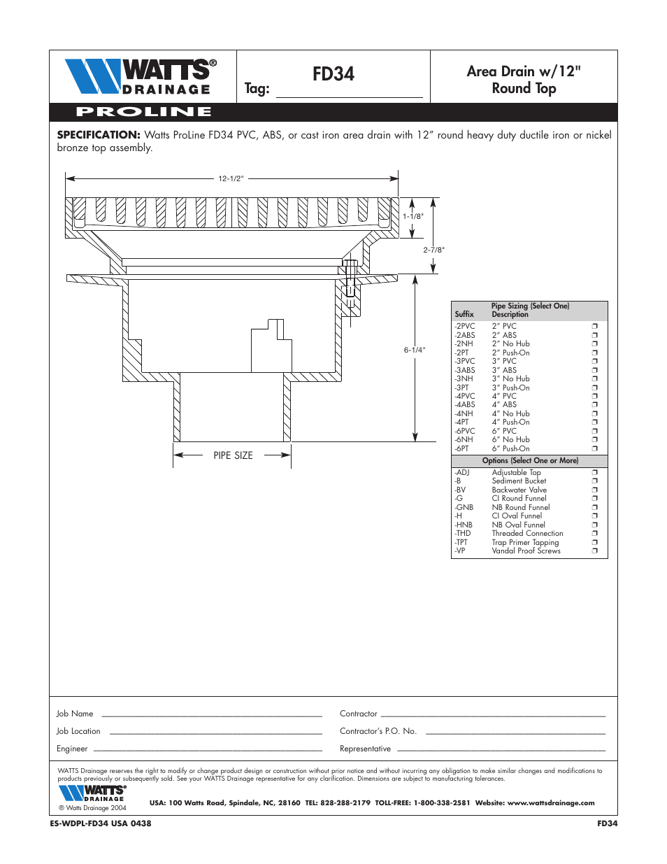 Watts FD34 User Manual | 1 page
