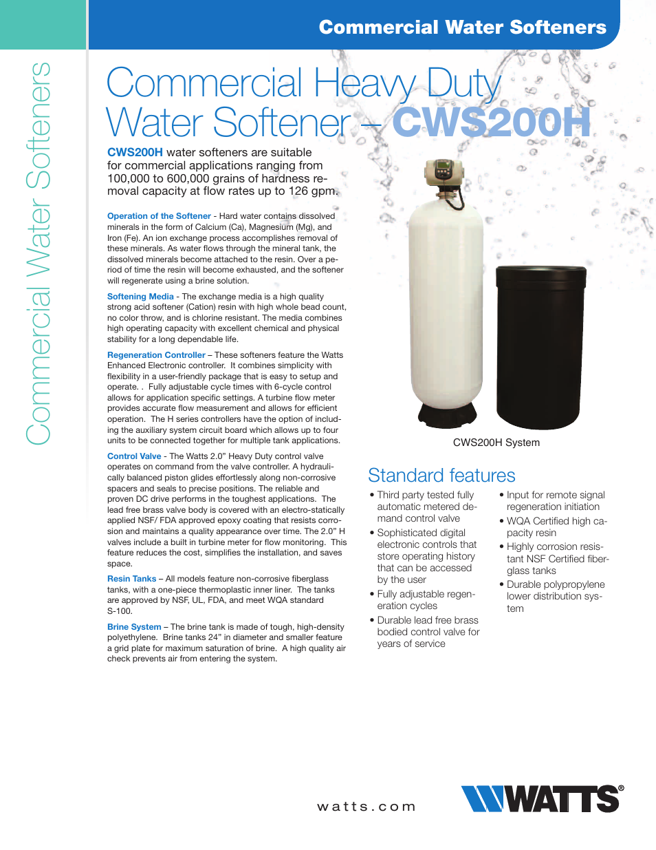 Watts CWS200H User Manual | 2 pages