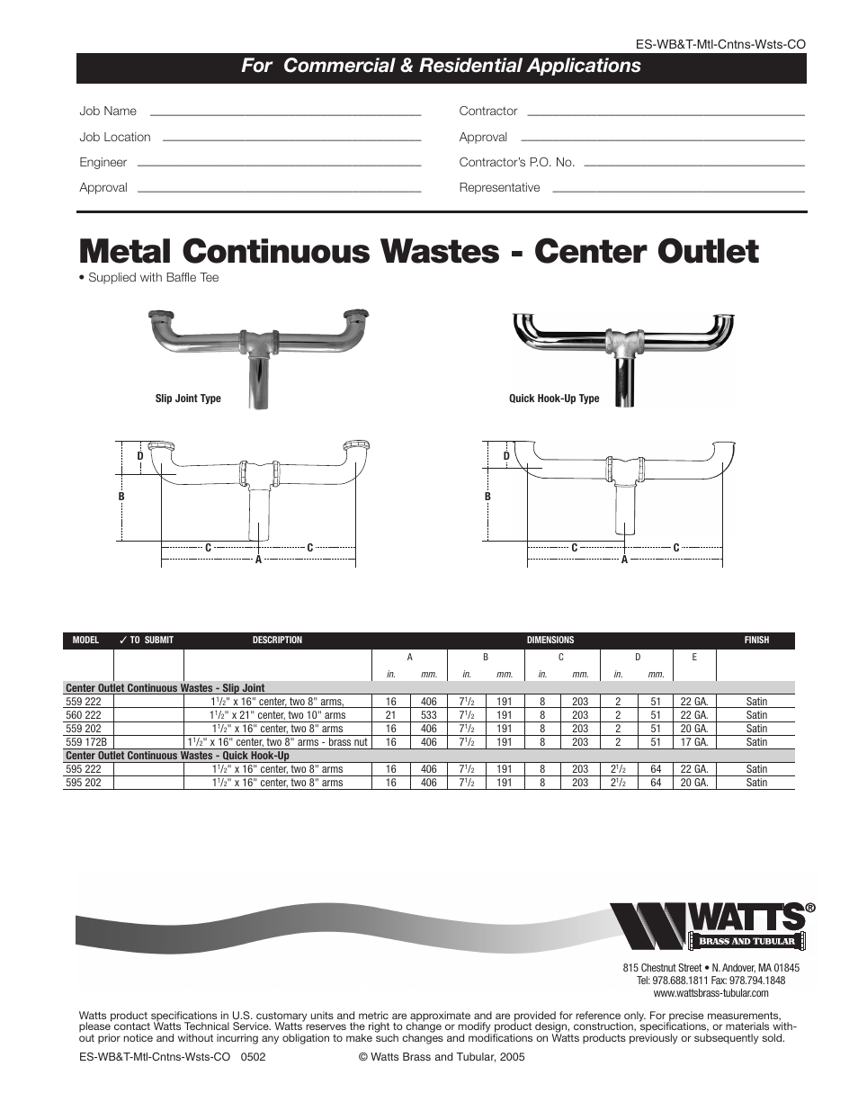 Watts 595 222 User Manual | 1 page