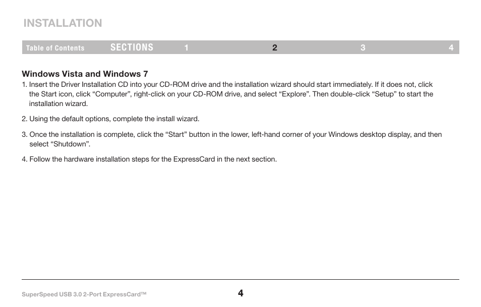 Installation | Belkin SuperSpeed USB 3.0 2-Port ExpressCard 8820-00417 F4U024 User Manual | Page 6 / 15