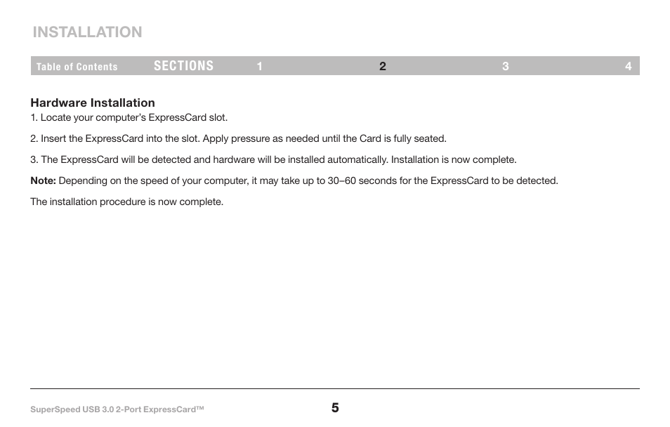 Installation | Belkin SuperSpeed USB 3.0 2-Port ExpressCard 8820-00417 F4U024 User Manual | Page 7 / 15