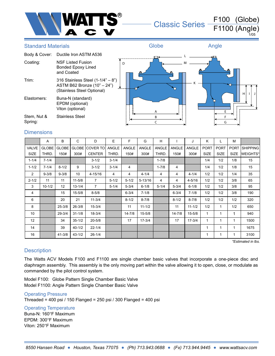 Watts F1127-8 User Manual | 2 pages