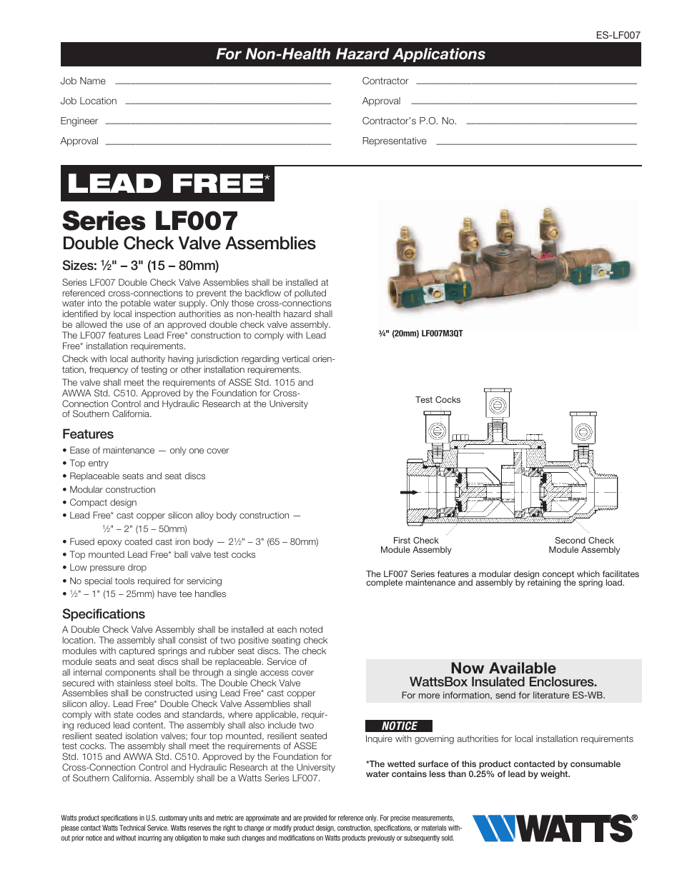 Watts LF007 User Manual | 4 pages