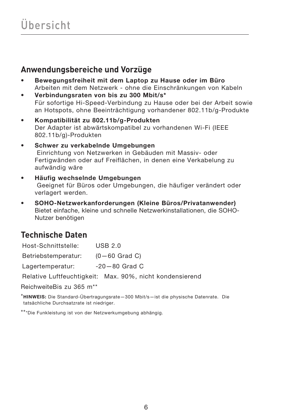 Übersicht, Anwendungsbereiche und vorzüge, Technische daten | Belkin F5D8053EA User Manual | Page 104 / 291