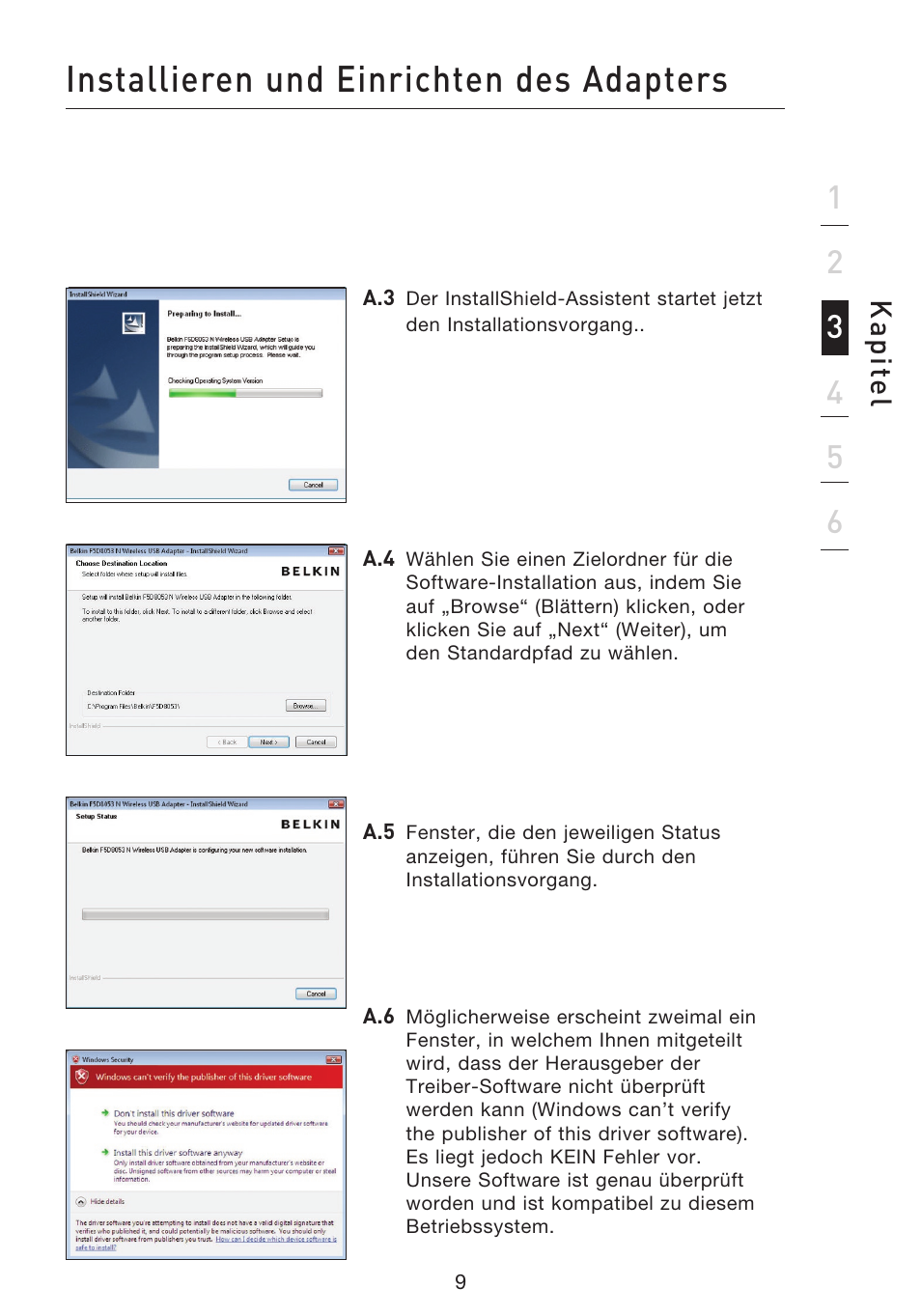 Installieren und einrichten des adapters | Belkin F5D8053EA User Manual | Page 107 / 291