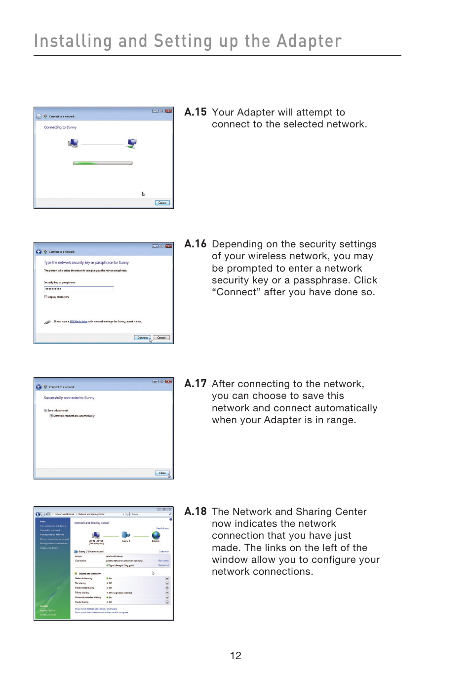 Installing and setting up the adapter | Belkin F5D8053EA User Manual | Page 14 / 291