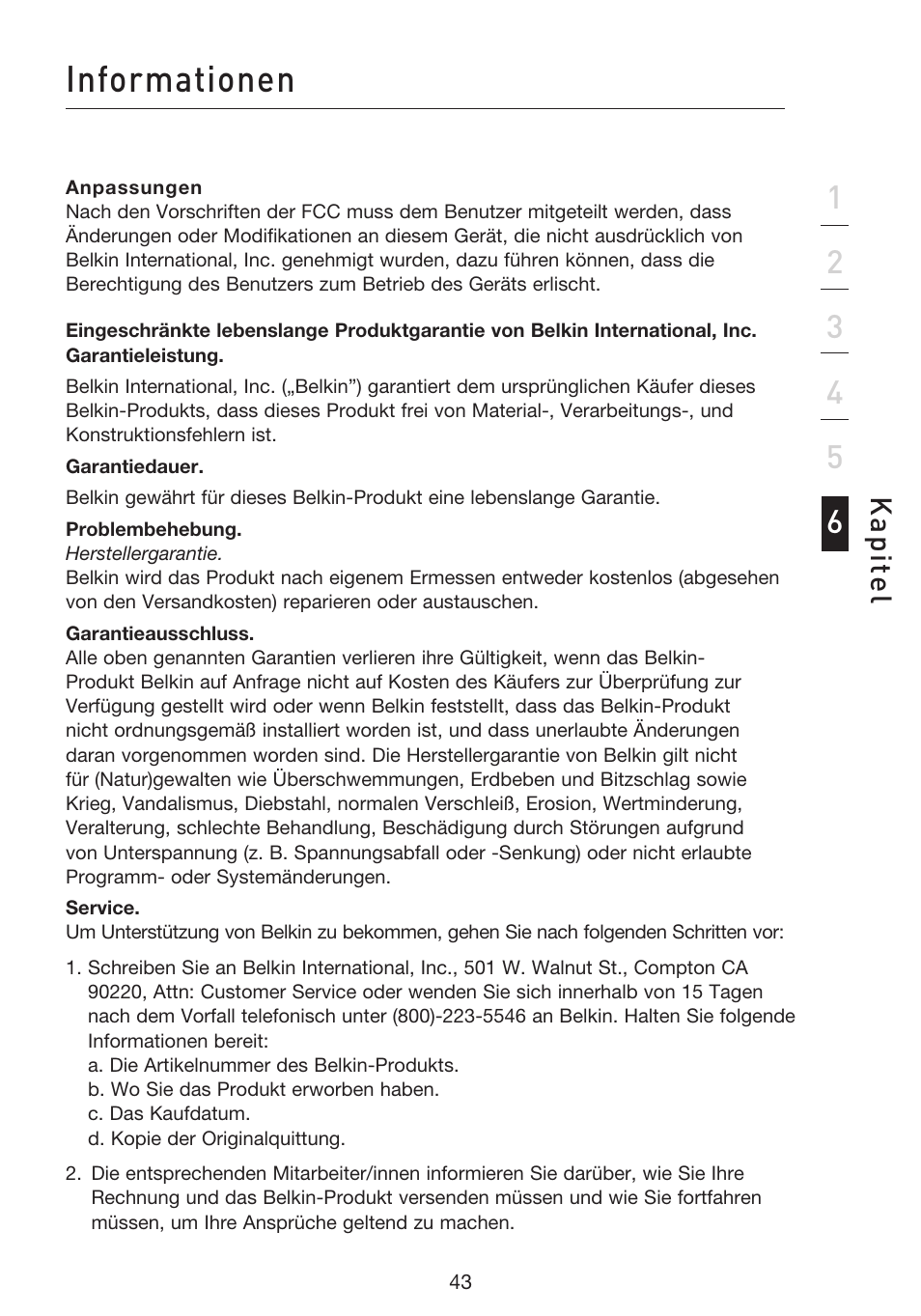 Informationen | Belkin F5D8053EA User Manual | Page 141 / 291