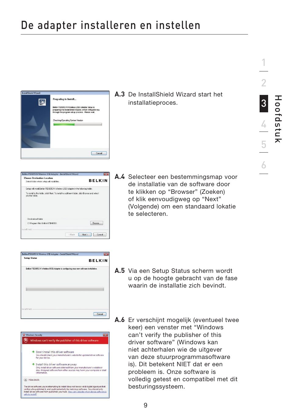 De adapter installeren en instellen | Belkin F5D8053EA User Manual | Page 156 / 291