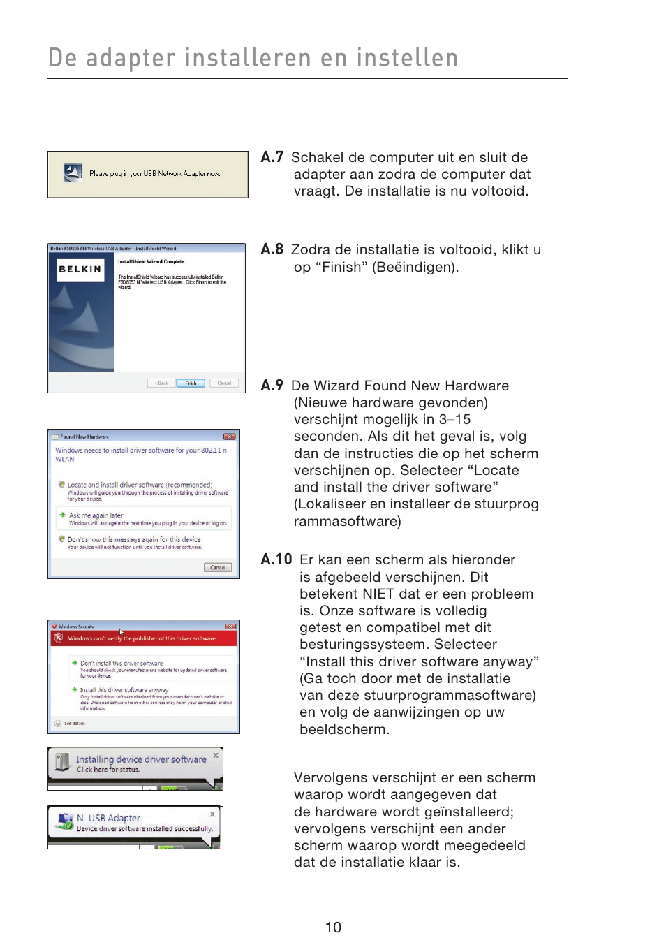 De adapter installeren en instellen | Belkin F5D8053EA User Manual | Page 157 / 291