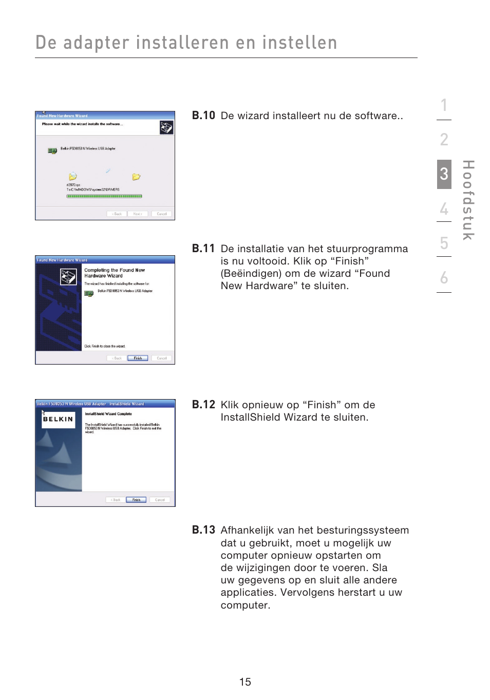 De adapter installeren en instellen | Belkin F5D8053EA User Manual | Page 162 / 291