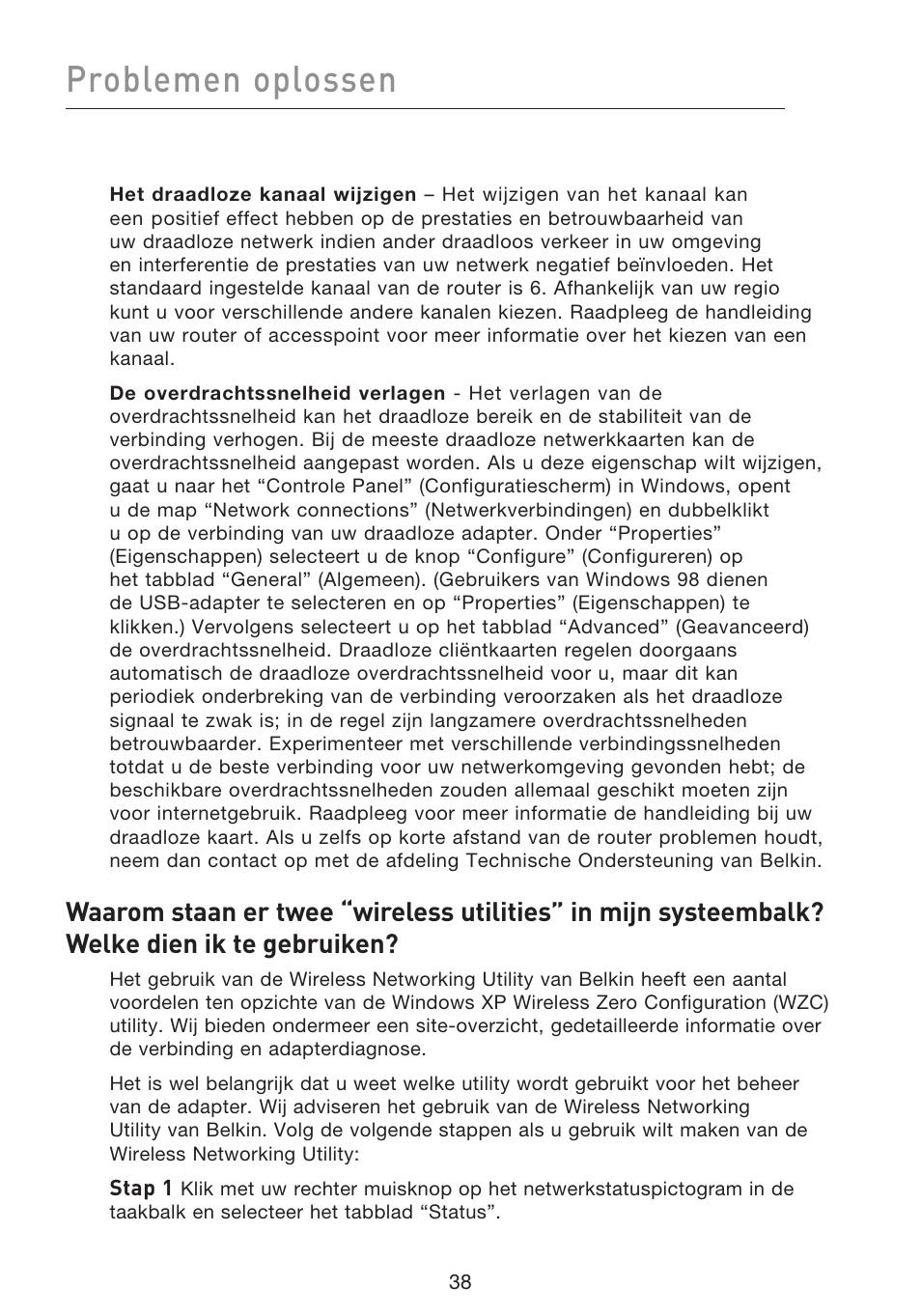 Problemen oplossen | Belkin F5D8053EA User Manual | Page 185 / 291