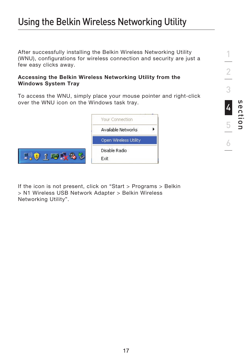 Using the belkin wireless networking utility | Belkin F5D8053EA User Manual | Page 19 / 291