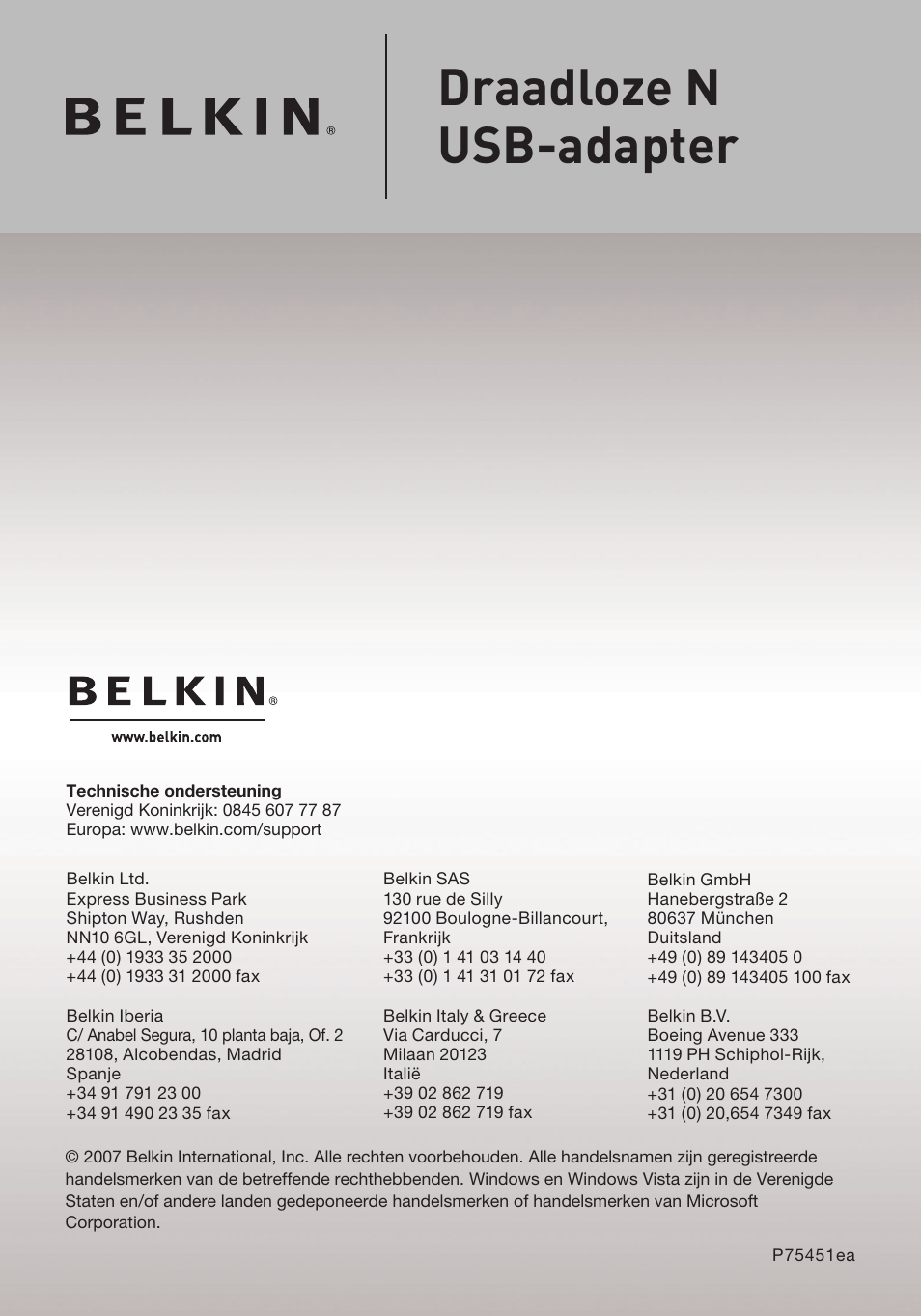 Draadloze n usb-adapter | Belkin F5D8053EA User Manual | Page 193 / 291