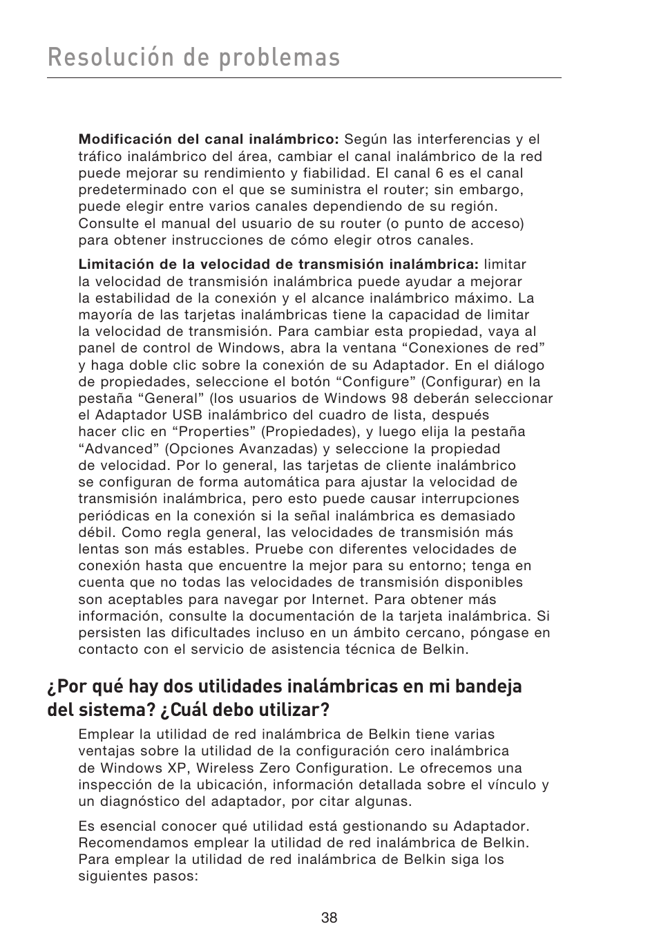Resolución de problemas | Belkin F5D8053EA User Manual | Page 233 / 291