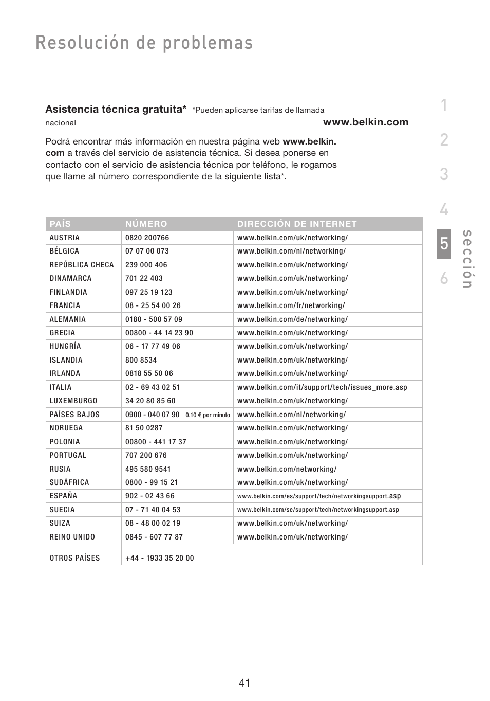 Resolución de problemas, Se cc ió n | Belkin F5D8053EA User Manual | Page 236 / 291