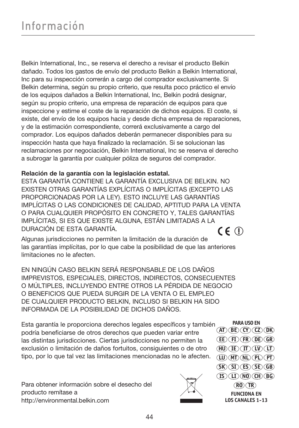 Información | Belkin F5D8053EA User Manual | Page 239 / 291