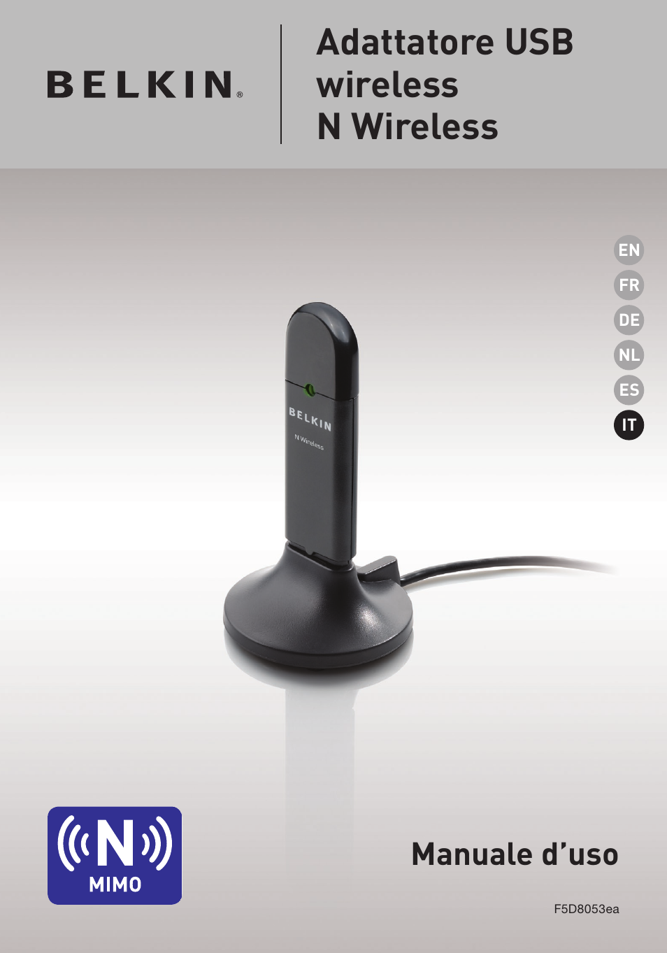 Adattatore usb wireless n wireless, Manuale d’uso | Belkin F5D8053EA User Manual | Page 242 / 291