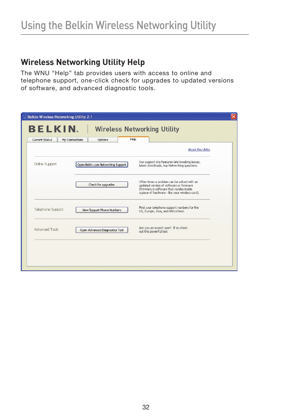 Using the belkin wireless networking utility | Belkin F5D8053EA User Manual | Page 34 / 291