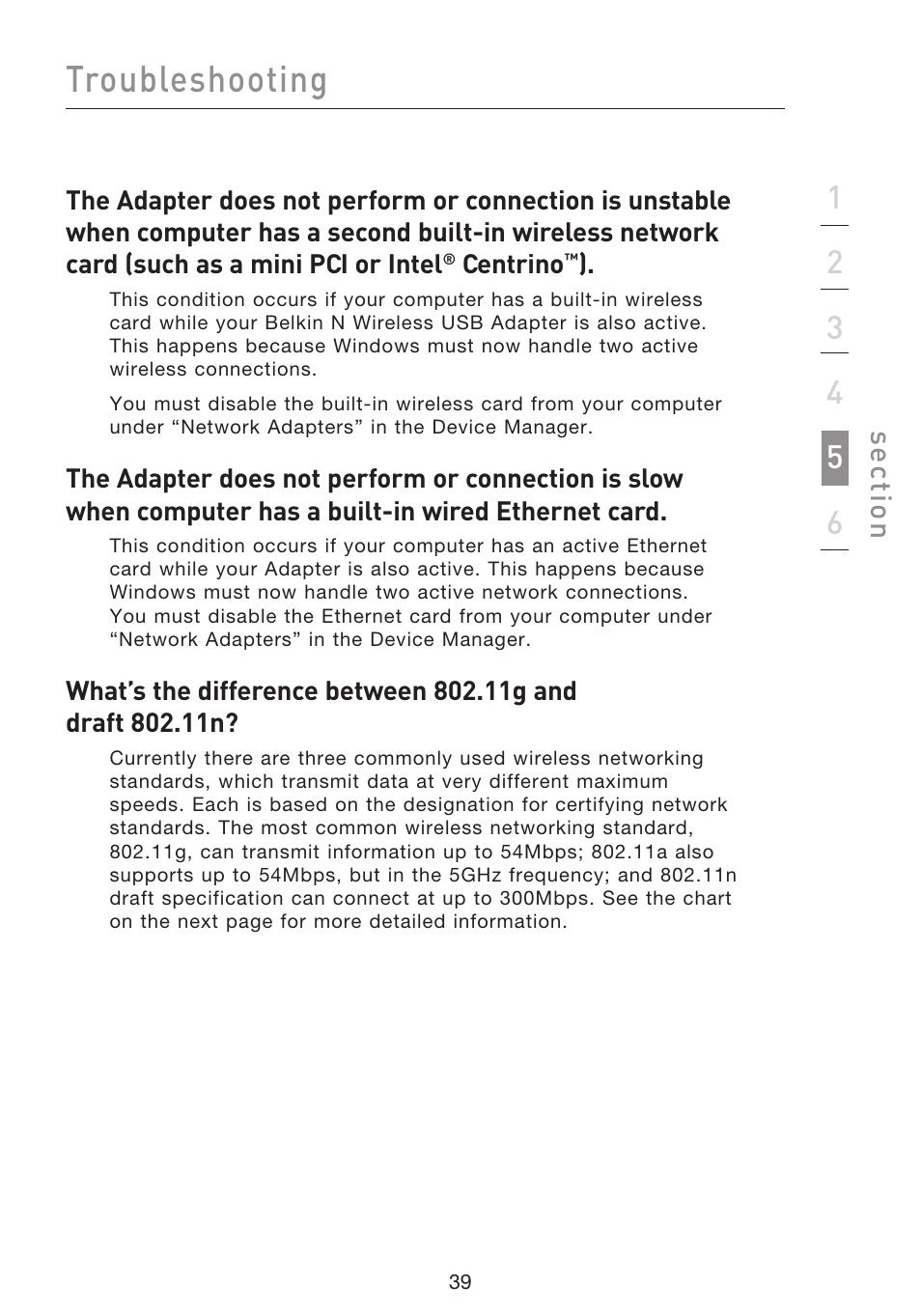 Troubleshooting | Belkin F5D8053EA User Manual | Page 41 / 291