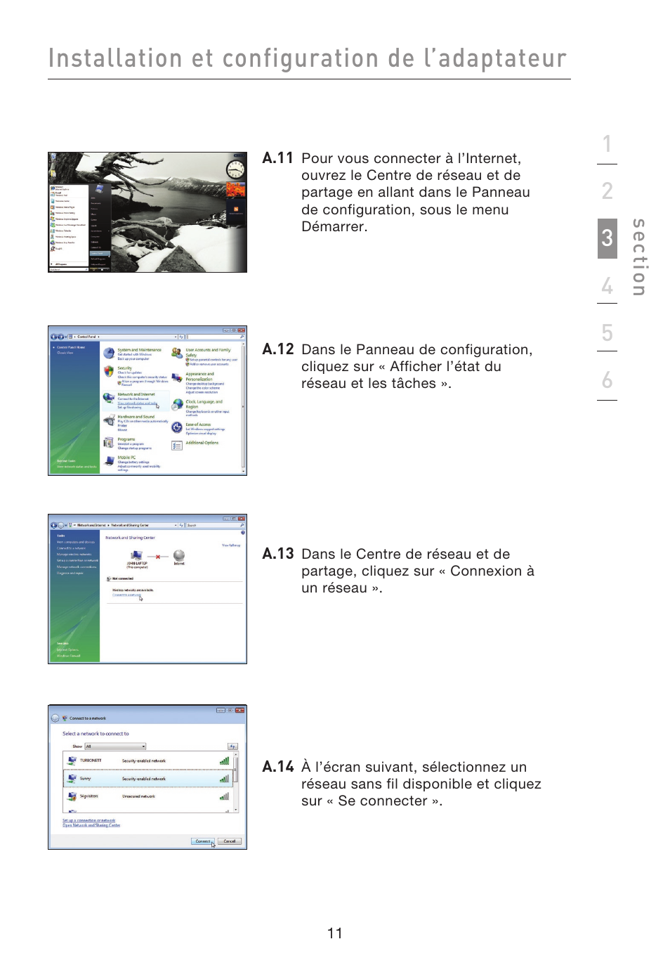 Installation et configuration de l’adaptateur | Belkin F5D8053EA User Manual | Page 61 / 291