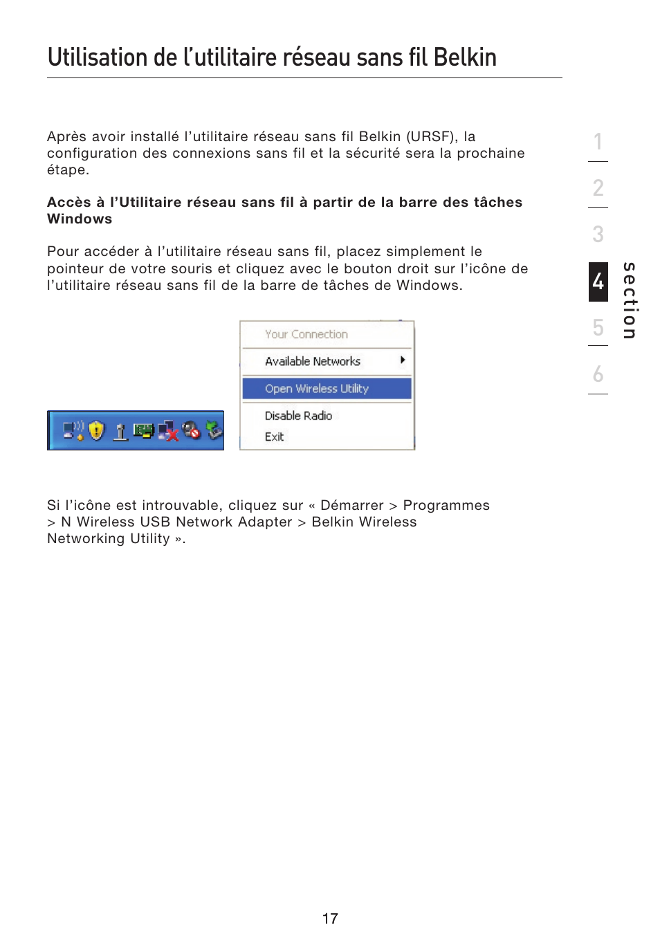 Utilisation de l’utilitaire réseau sans fil belkin | Belkin F5D8053EA User Manual | Page 67 / 291