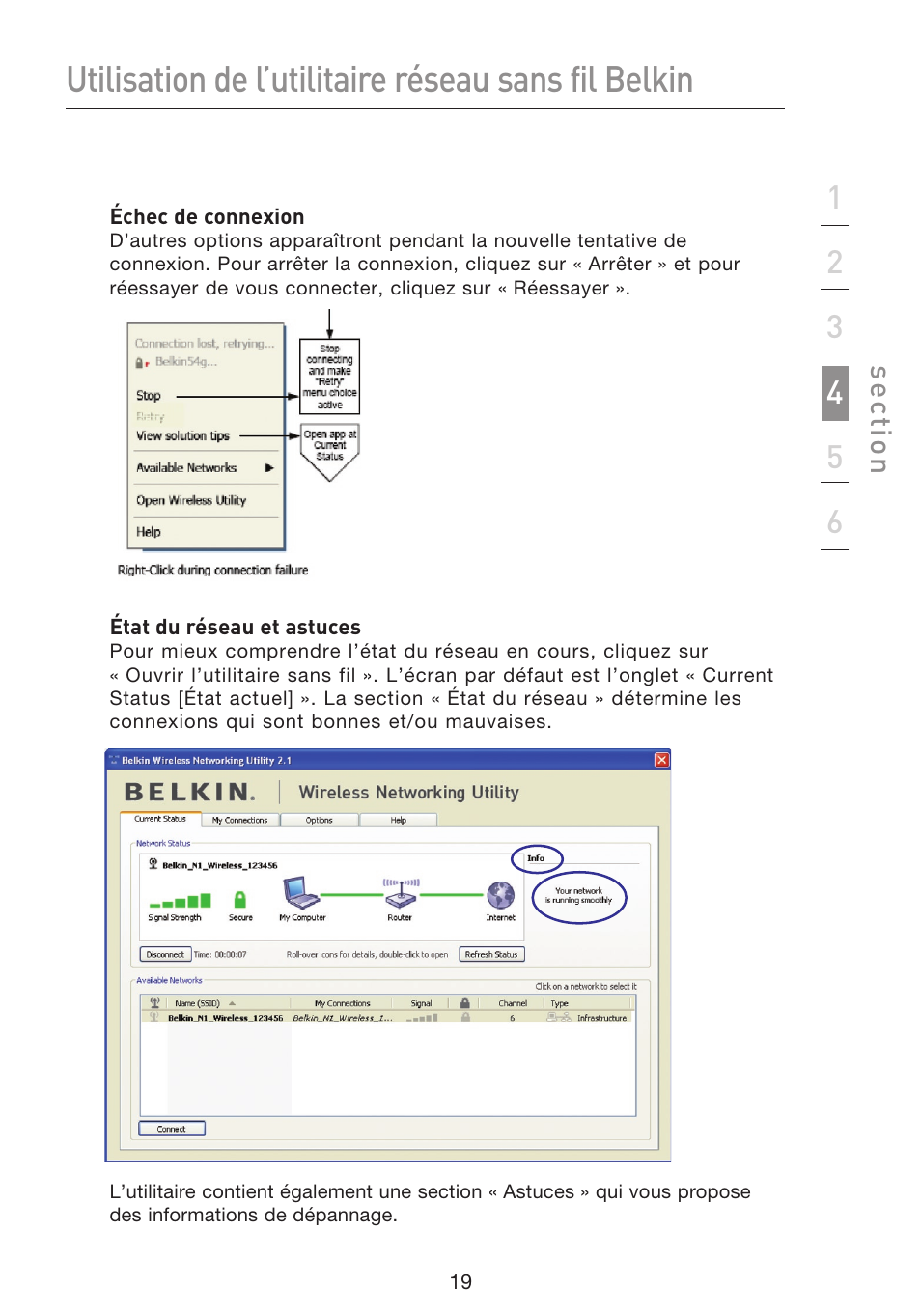 Utilisation de l’utilitaire réseau sans fil belkin | Belkin F5D8053EA User Manual | Page 69 / 291