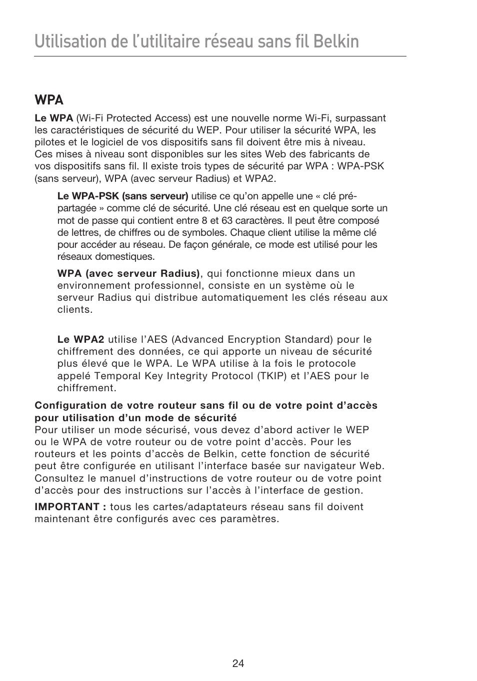 Utilisation de l’utilitaire réseau sans fil belkin | Belkin F5D8053EA User Manual | Page 74 / 291