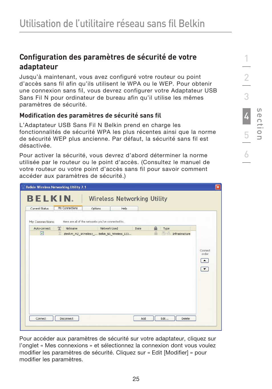 Utilisation de l’utilitaire réseau sans fil belkin | Belkin F5D8053EA User Manual | Page 75 / 291