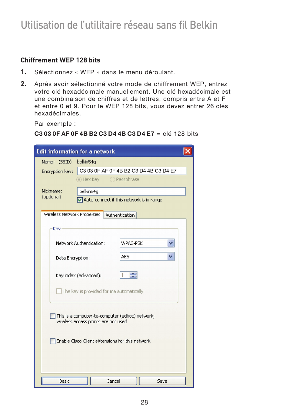 Utilisation de l’utilitaire réseau sans fil belkin | Belkin F5D8053EA User Manual | Page 78 / 291