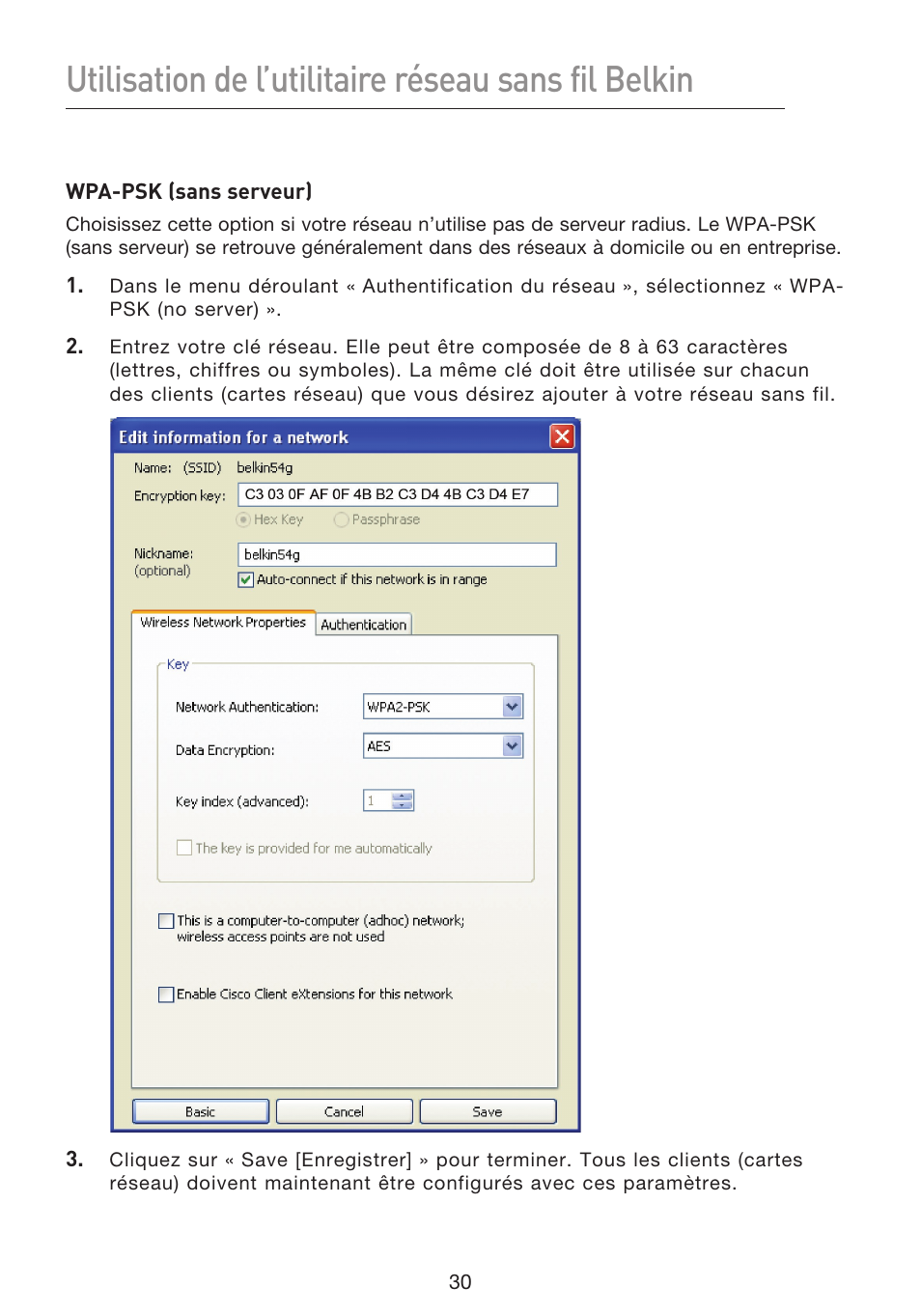 Utilisation de l’utilitaire réseau sans fil belkin | Belkin F5D8053EA User Manual | Page 80 / 291