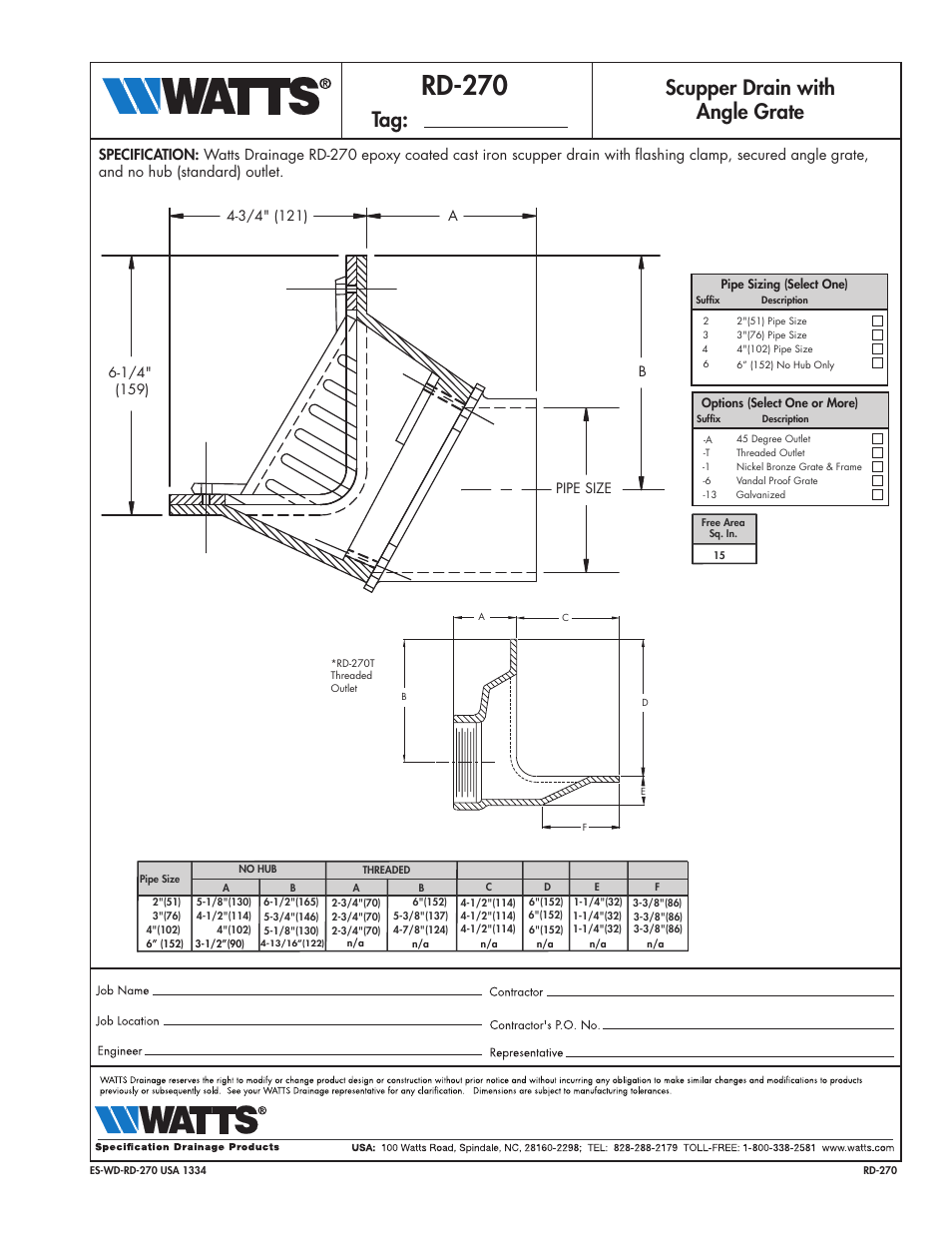 Watts RD-270 User Manual | 1 page