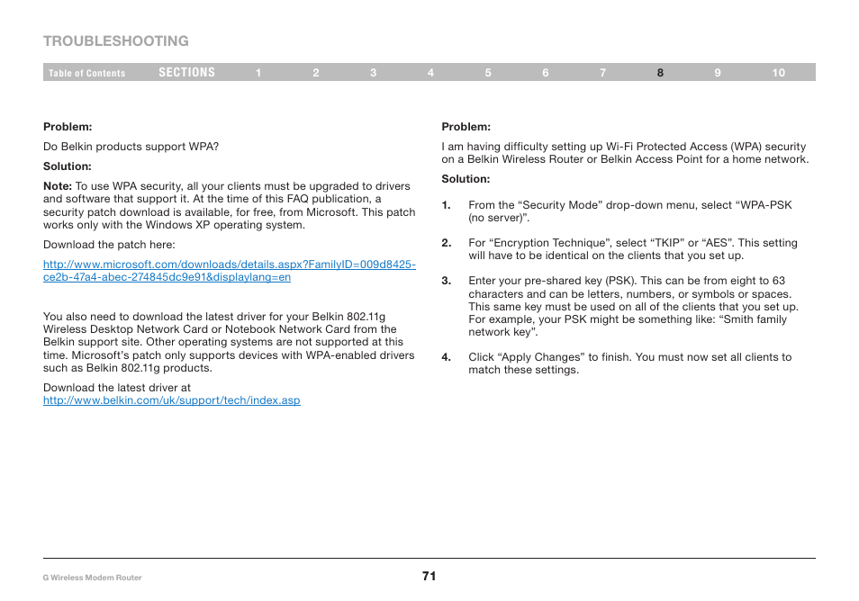 Belkin F5D7634-4A-H User Manual | Page 73 / 94