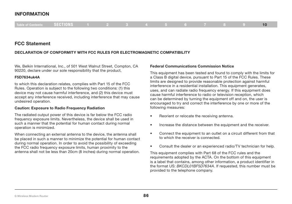 Belkin F5D7634-4A-H User Manual | Page 88 / 94