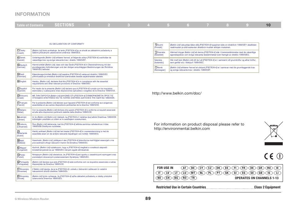 Information | Belkin F5D7634-4A-H User Manual | Page 91 / 94