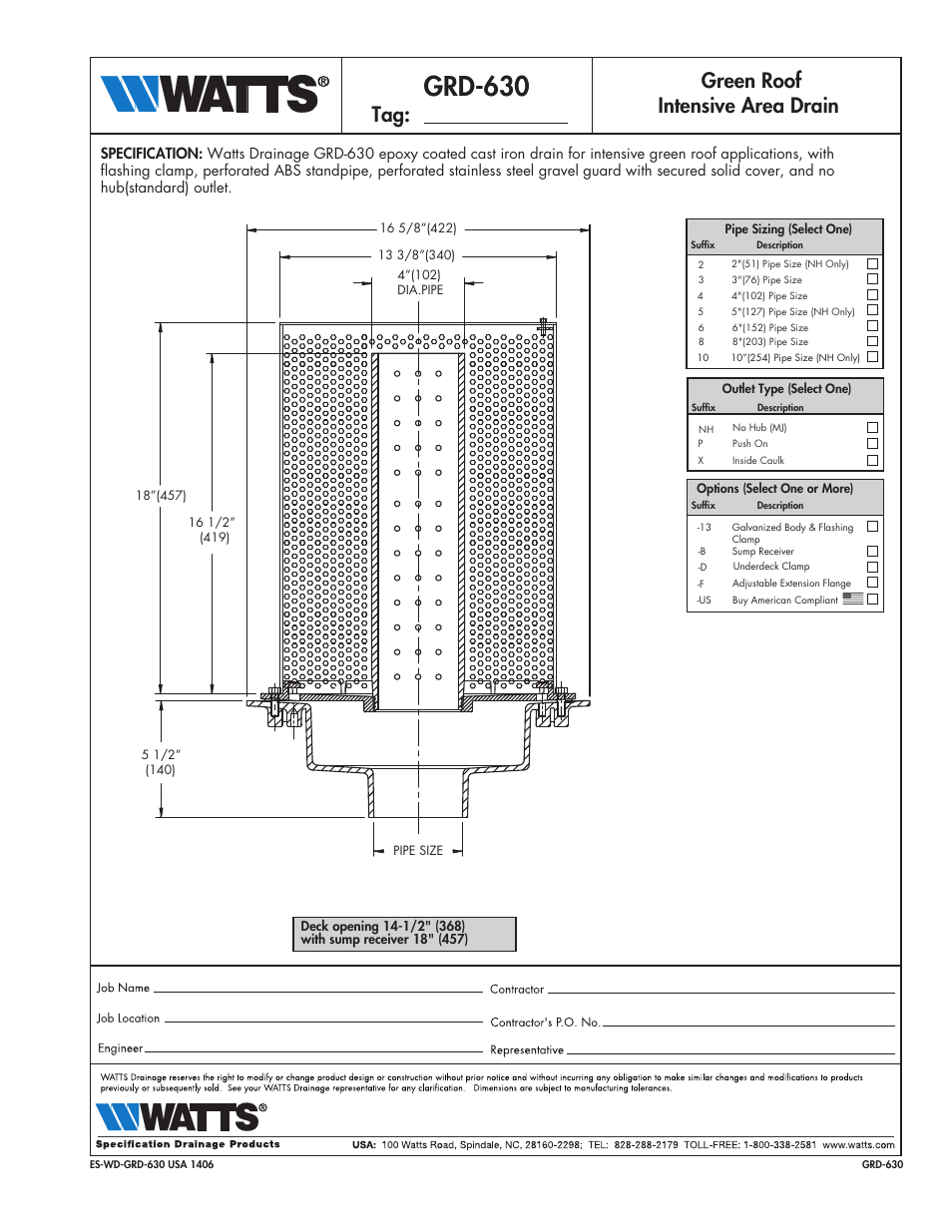 Watts GRD-630 User Manual | 1 page