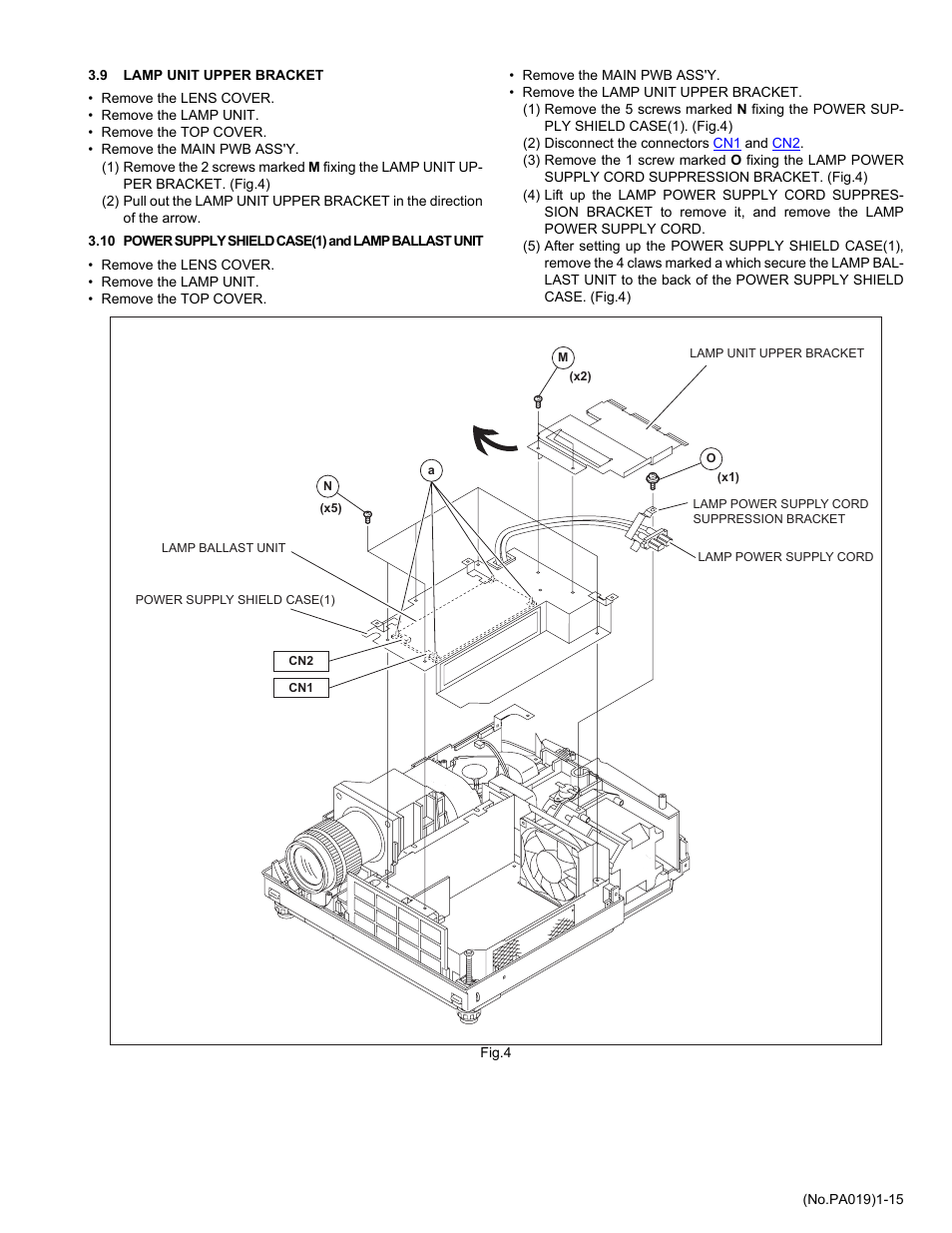 9 lamp unit upper bracket | JVC DLA-HD2KU User Manual | Page 15 / 34