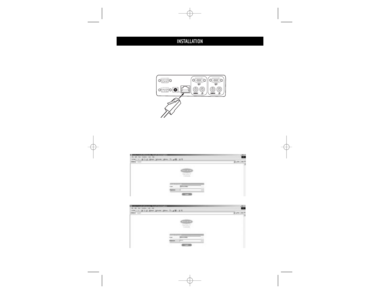 Installation, Initial network configuration | Belkin F1DE101G User Manual | Page 13 / 45