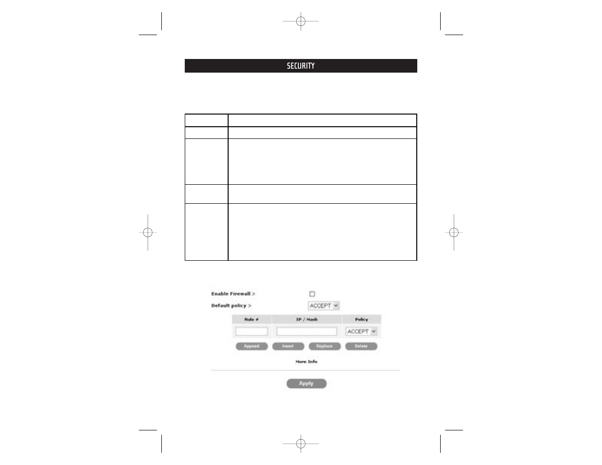 Security, Firewall | Belkin F1DE101G User Manual | Page 26 / 45