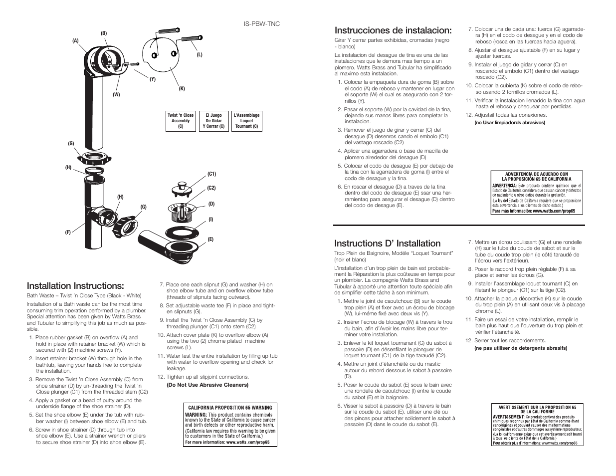 Instructions d’ installation, Instrucciones de instalacion, Installation instructions | Watts 393 5666 User Manual | Page 2 / 2