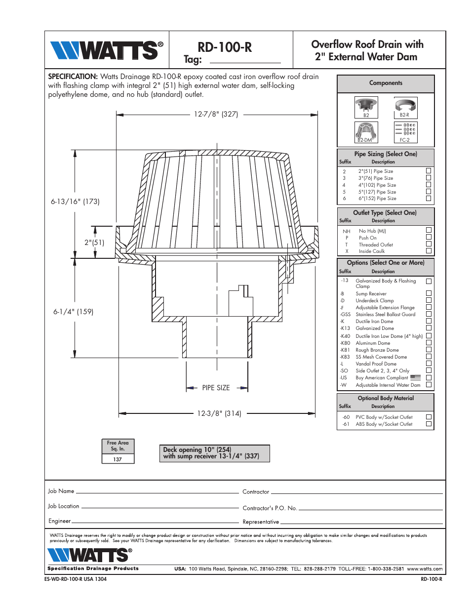 Watts RD-100-R User Manual | 1 page