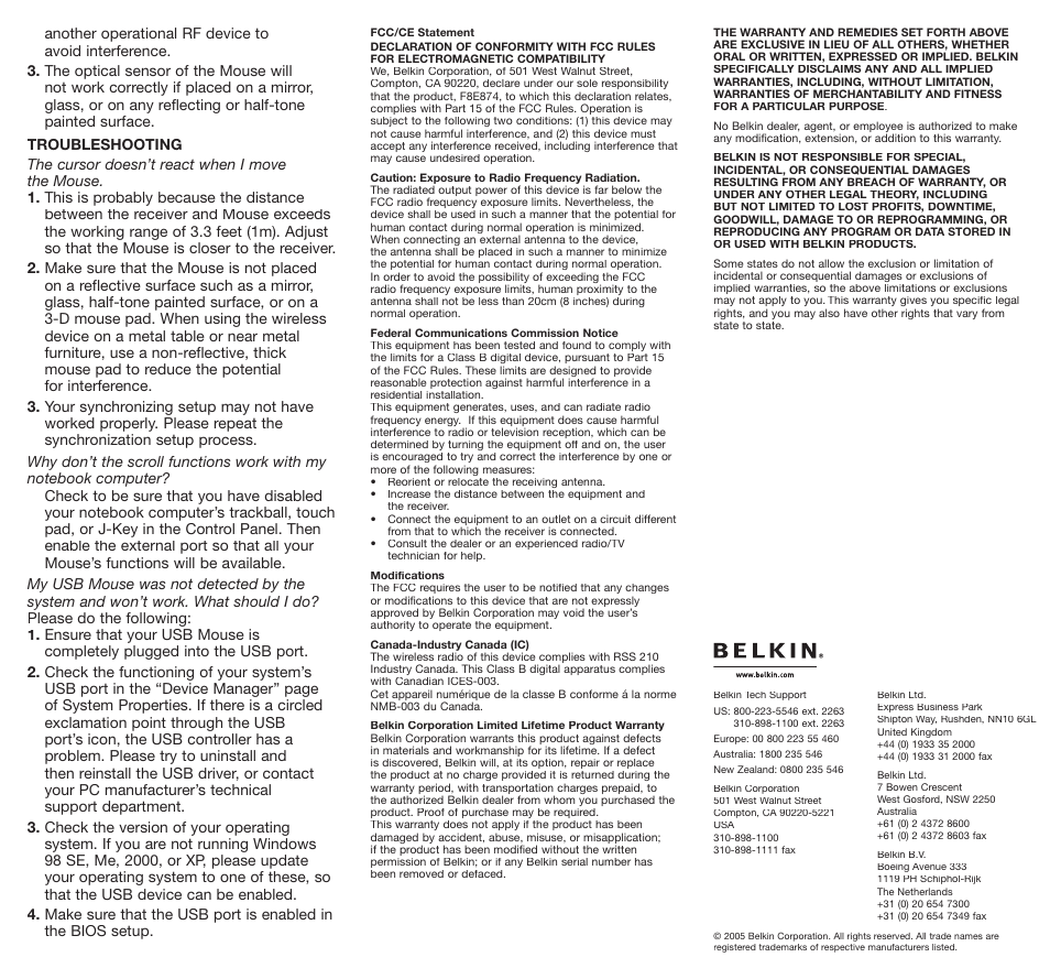 Belkin MiniWireless F8E874 User Manual | Page 2 / 2