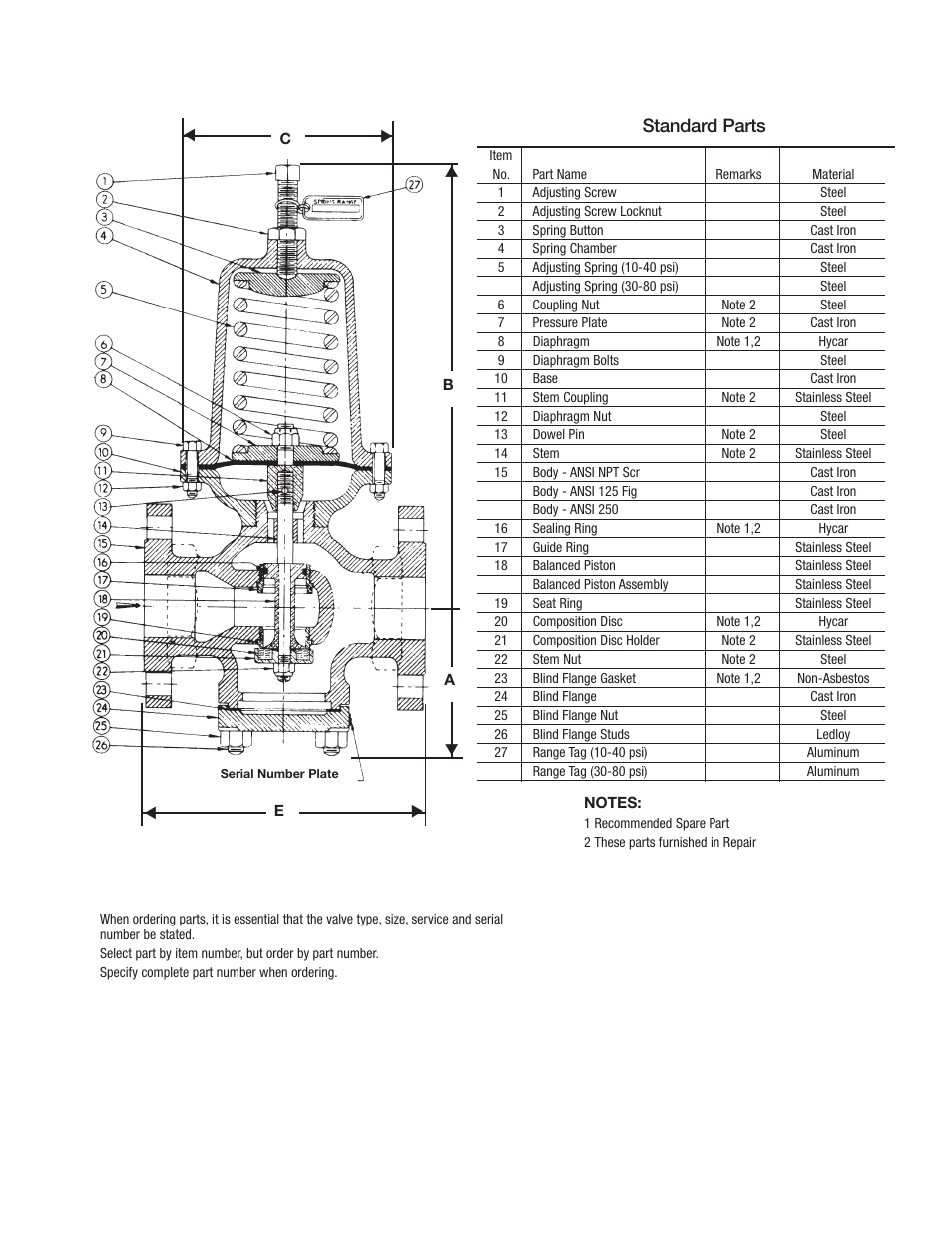 Standard parts | Watts 2300 User Manual | Page 3 / 12