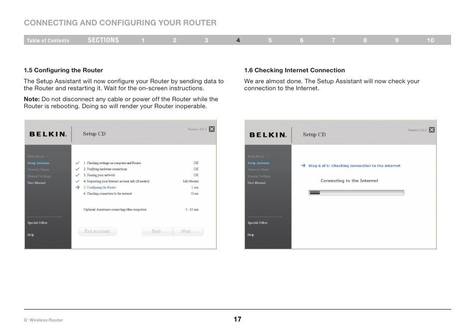 Connecting and configuring your router | Belkin PM01116-A User Manual | Page 19 / 98