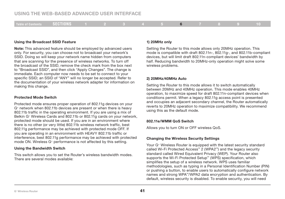 Using the web-based advanced user interface | Belkin PM01116-A User Manual | Page 43 / 98