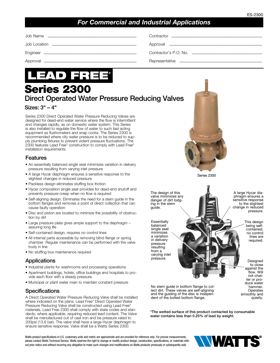 Watts 2300 User Manual | 2 pages