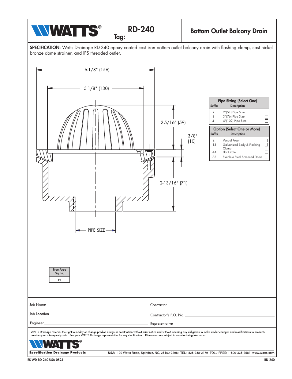 Watts RD-240 User Manual | 1 page