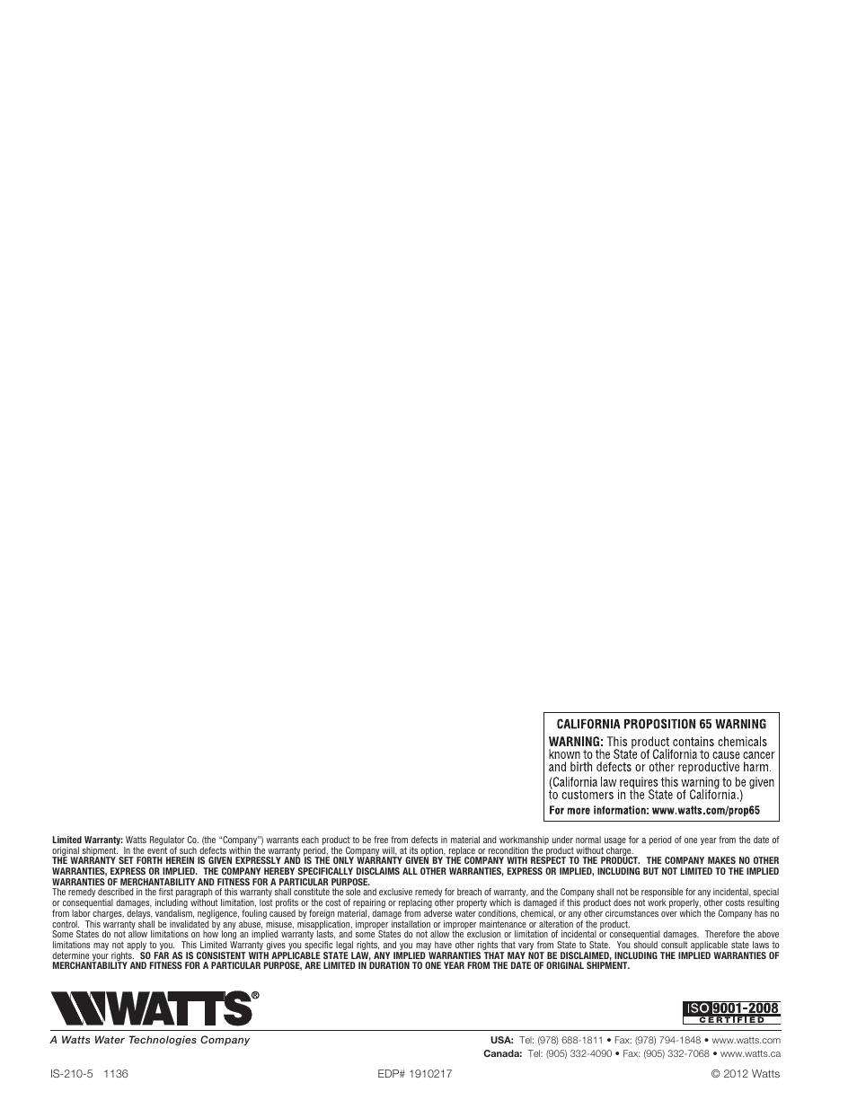 Watts 210-5 User Manual | Page 2 / 2
