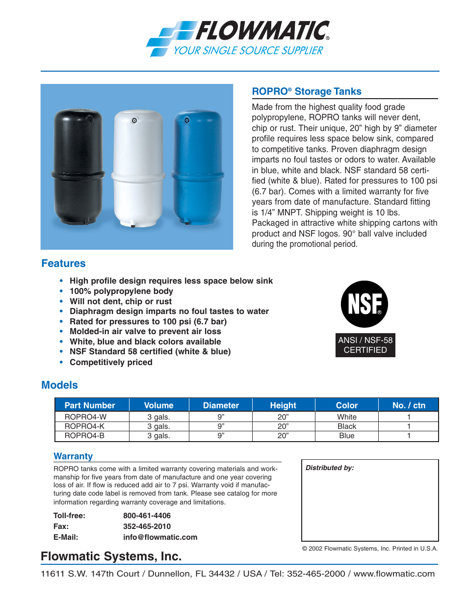 Watts ROPRO4-W User Manual | 2 pages