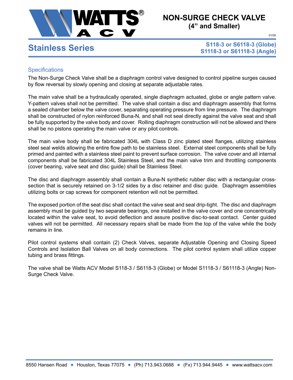 Watts S1118-3 User Manual | 1 page