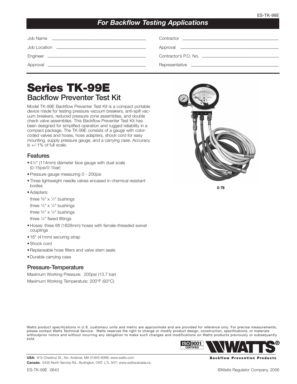 Watts TK-99E User Manual | 1 page